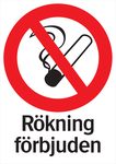 Skylt Rökning förbjuden hårdplast A3 297x420mm