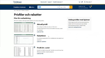 Bild som visar var man hittar den senaste prisfilen på copiax.se.