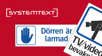 Bild med exempel på olika skyltar från Systemtext.